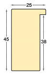 Baguette ayous, larg.24mm, haut.45mm - brute - Profil