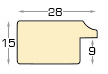Baguette en pin jointé 28mm - ivoire, fil or - Profil