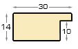 Baguette ayous, larg.30mm haut.14 - mat blanc - Profil