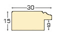 Baguette loupe - Largeur 30mm Hauteur 15 - Noyer mat, filet or - Profil