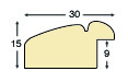 Baguette pin jointé, largeur 30mm, hauteur 15 - Fil or, blanche - Profil