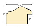 Baguette ayous - Largeur 30mm Hauteur 20 - Or, bande verte - Profil