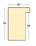 Baguette brute en ayous, largeur 30mm, hauteur 45mm - Profil