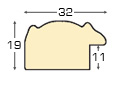 Baguette ayous, larg.32mm, haut.19mm - brute - Profil