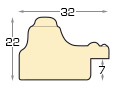 Baguette pin jointé larg.32mm - doré, décorations en relief - Profil