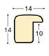 Baguette de tilleul, larg.14mm, haut.14mm - mat, jaune - Profil