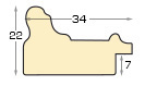 Baguette pin jointé, largeur 34mm, hauteur 22 - Or, bande rouge - Profil