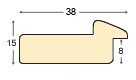 Baguette sapin jointé, largeur 38mm, hauteur 15 - Tacheté bord brun - Profil