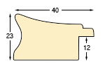 Baguette sapin jointé 40mm larg. mouchetée blanc-gris - Profil