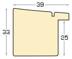 Baguette pin jointé, haut.33mm - blanc, bord  - Profil