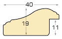 Baguette pin jointé, largeur 40mm, hauteur 19 - Rubis - Profil