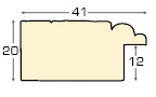 Baguette sapin, 41mm larg. 20 haut - fini rustique noire - Profil