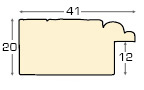 Baguette sapin, 41mm larg. 20 haut - fini rustique fumée - Profil