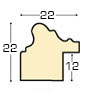 Baguette ayous, larg.22mm, haut.22mm - feuille or - Profil