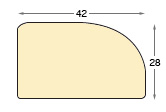 Baguette ayous, larg.42mm, haut.28mm - brute pour châssis - Profil