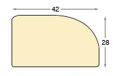 Baguette brute en tilleul, largeur 42mm, hauteur 28mm - Profil