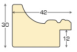 Baguette pin jointé - larg.42mm hauter 30 - or - Profil