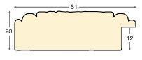 Baguette sapin, 61mm larg. 20 haut - fini rustique terre - Profil