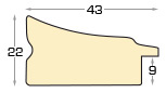 Baguette pin jointé, largeur 43mm, hauteur 22 - Crème - Profil
