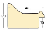 Baguette pin jointé, largeur 43mm, hauteur 28 - Argent - Profil