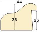Baguette PVC - larg.44mm, haut.33mm -  Or, bande blanche - Profil