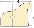 Baguette PVC - larg.44mm, haut.33mm - Or, bande blanche - Profil