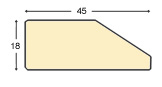 Baguette brute en ayous, largeur 45mm, hauteur 18mm - pour châssis - Profil
