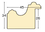Baguette brute en tilleul, largeur 45mm, hauteur 35mm - Profil