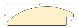 Baguette ayous, larg.77mm, haut.22mm - brute - Profil