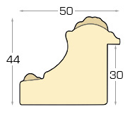 Baguette sapin jointé - Largeur 50mm Hauteur 44 - Marron avec décoratio - Profil