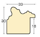 Baguette ayous, larg.33mm, haut.30mm - brute - Profil