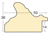 Baguette sapin jointé, larg.53mm, haut.36mm - blanc antique - Profil