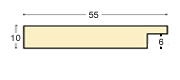 Baguette ayous, larg.55mm, haut.10mm - brute - Profil