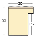 Baguette sapin jointé, larg.30mm, haut.35mm - blanc - Profil
