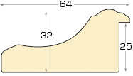 Baguette PVC - larg.84mm, haut.32mm - Or, bande blanche - Profil