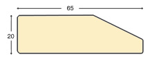 Baguette brute en ayous, largeur 65mm, hauteur 20mm - pour châssis - Profil
