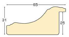 Baguette brute en tilleul, largeur 65mm, hauteur 31mm - Profil
