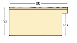 Baguette sapin jointé, larg.68mm, haut.33mm - blanc - Profil