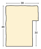 Baguette ayous, larg.38mm, haut.48mm, fin.rustique - café - Profil