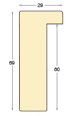 Baguette ayous, larg.29mm, haut.69mm - blanche - Profil