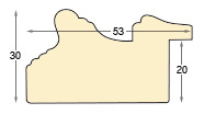 Baguette ayous larg.53mm, haut.30mm - noyer fillet or - Profil