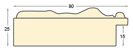 Baguette brute en pin jointé, largeur 80mm, hauteur 25mm - Profil