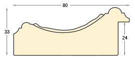 Baguette brute en sapin jointé, largeur 80mm, hauteur 43mm - Profil