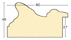 Baguette brute en ayous, largeur 80mm, hauteur 45mm - Profil