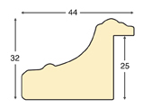 Baguette ayous, larg.44mm, haut.32mm - or, bande rouge - Profil