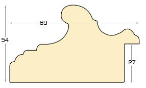 Baguette ayous, larg.89mm, haut.54mm - Or - Profil