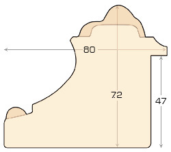 Baguette pin jointé - Largeur 80mm Hauteur 72 - Or - Profil