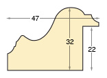 Baguette ayous, larg.48mm, haut.31mm, feuill.22 - brute - Profil