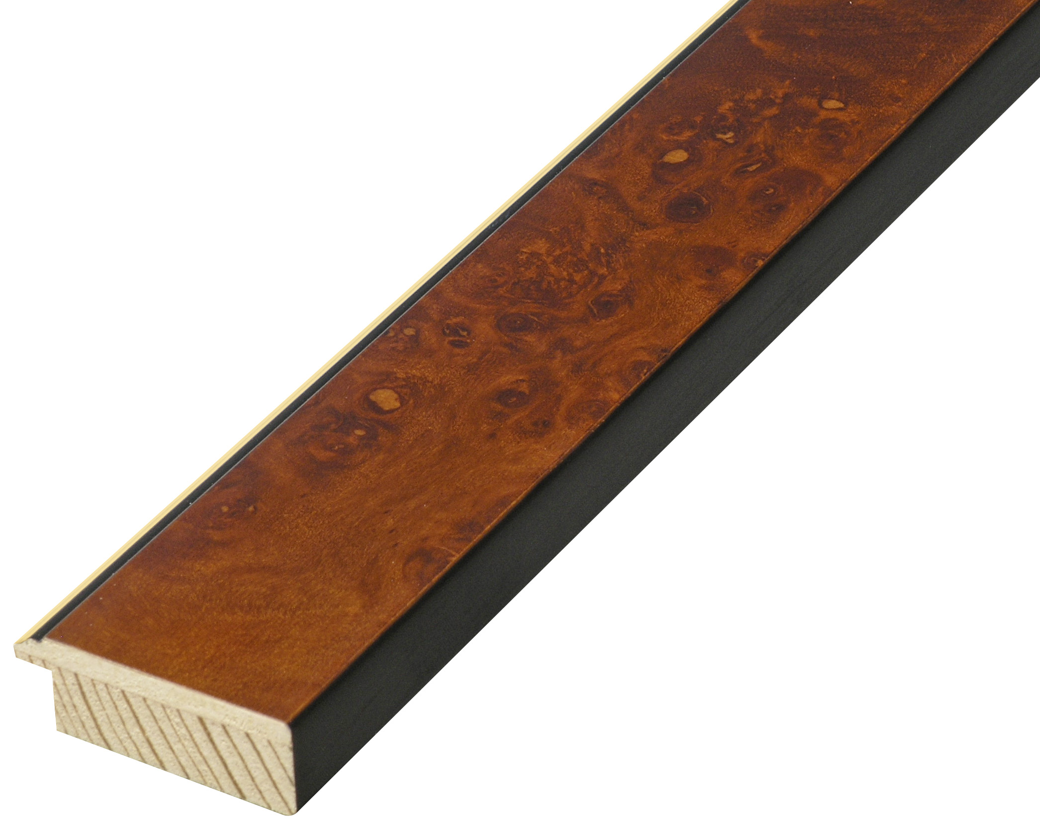 Baguette loupe - Largeur 40mm Hauteur 15 - Noyer mat, filet or