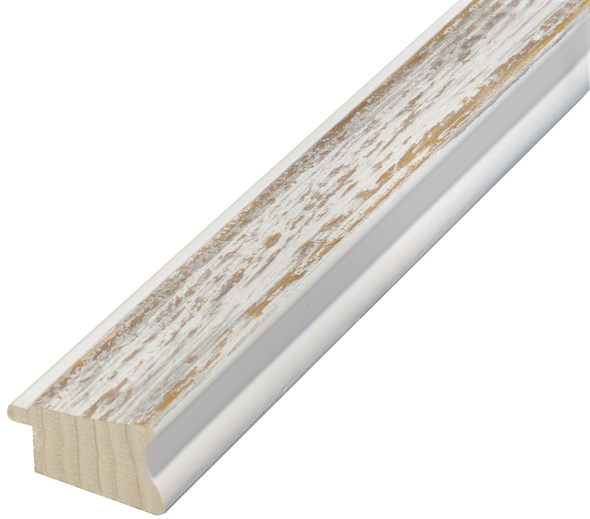 Baguette sapin jointé 40mm larg. mouchetée blanc-marron